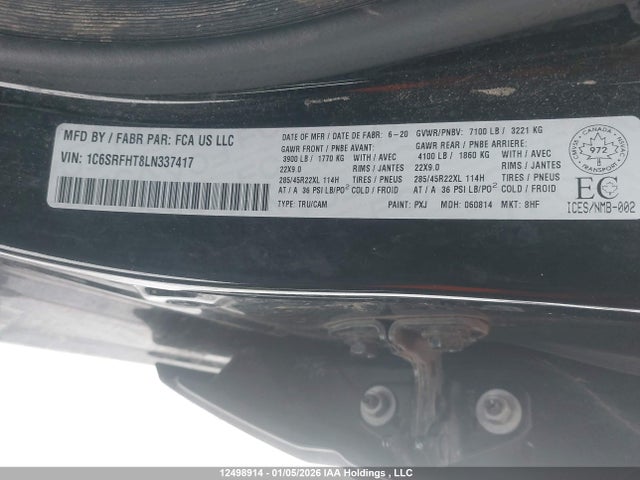 1C6SRFHT8LN337417 RAM 1500 Limited