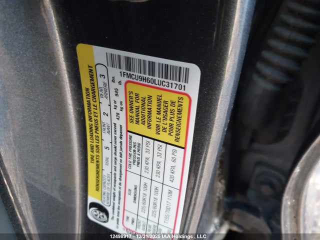 Продажа на аукционе авто 2020 Ford Escape Sel, vin: 1FMCU9H60LUC31701, номер лота: 12498917