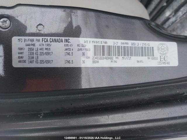 2C4RDGBG9HR694882 Dodge Grand Caravan Se