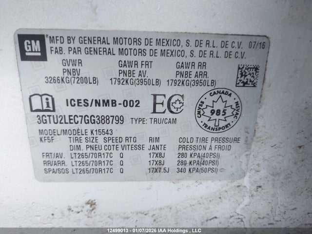3GTU2LEC7GG388799 GMC SIERRA 1500
