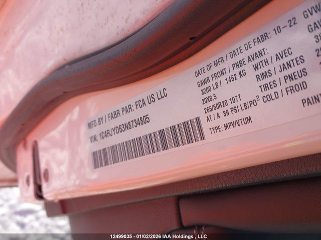 1C4RJYD63N8734805 Jeep Grand Cherokee 4xe Overland