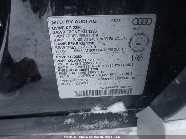12499048 :رقم المزاد ، WA1ABAFY2R2007447 vin ، 2024 Audi Q5 مزاد بيع