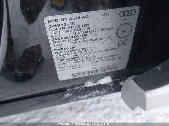 12499048 :رقم المزاد ، WA1ABAFY2R2007447 vin ، 2024 Audi Q5 مزاد بيع
