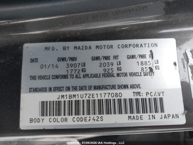 JM1BM1U72E1177080 Mazda MAZDA3