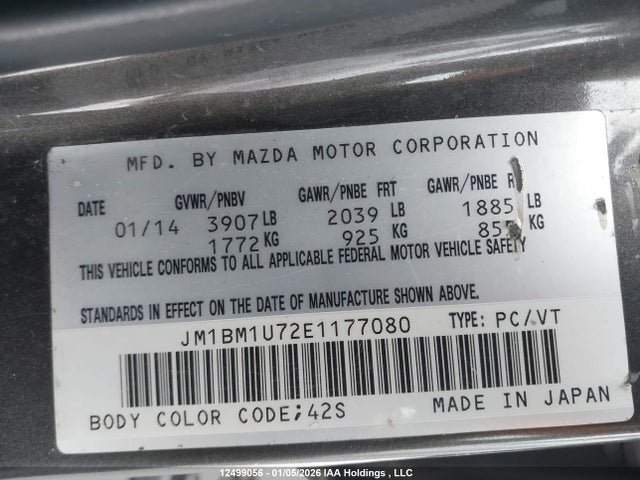 JM1BM1U72E1177080 Mazda MAZDA3