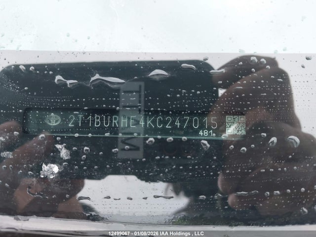 12499067 :رقم المزاد ، 2T1BURHE4KC247015 vin ، 2019 Toyota Corolla مزاد بيع