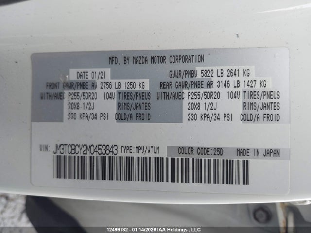 Mazda Cx-9 Touring 2021 JM3TCBCY2M0453843 Image 18