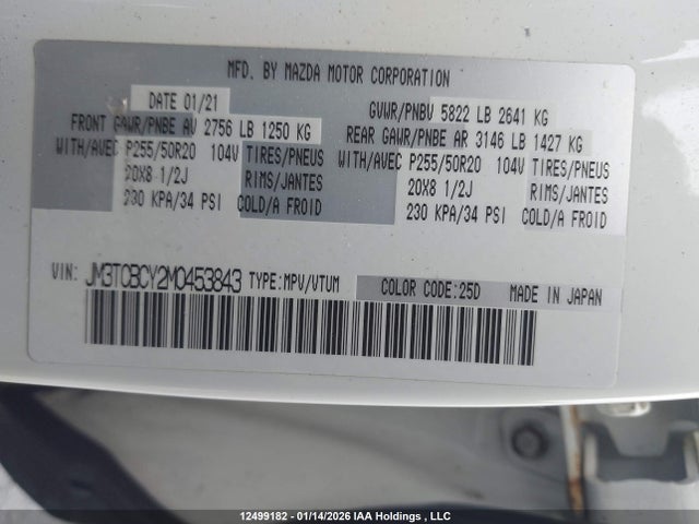 Mazda Cx-9 Touring 2021 JM3TCBCY2M0453843 Image 9