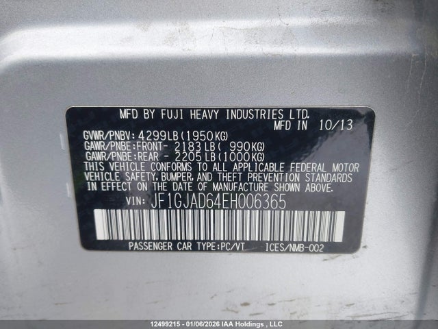 JF1GJAD64EH006365 Subaru Impreza 2.0i Premium