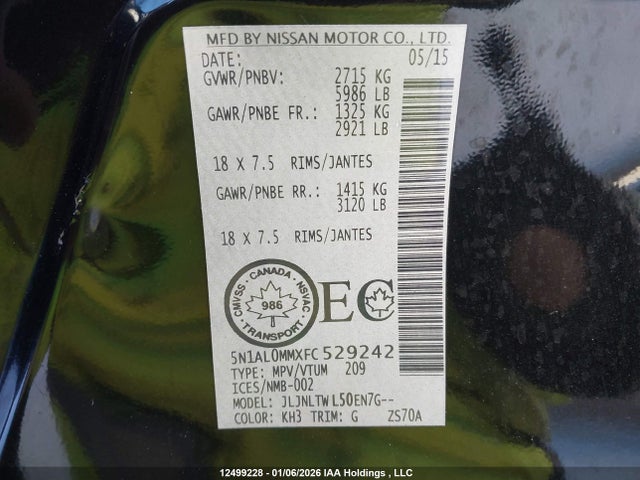 5N1AL0MMXFC529242 Infiniti QX60