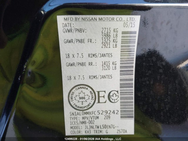5N1AL0MMXFC529242 Infiniti QX60
