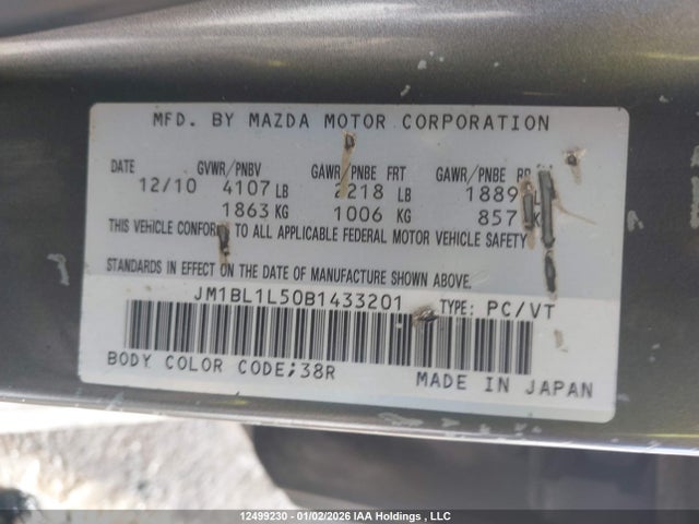 Aukcja sprzedaży 2011 Mazda Mazda3 Gs, vin: JM1BL1L50B1433201, numer aukcji: 12499230