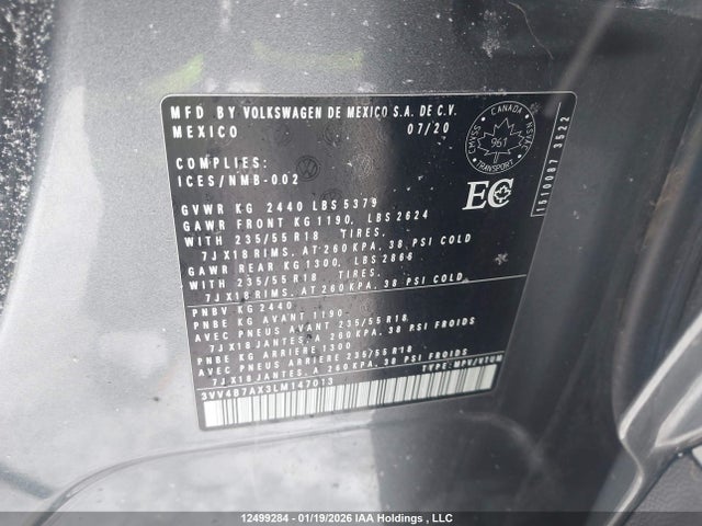 Volkswagen Tiguan Highline 2020 3VV4B7AX3LM147013 Image 9