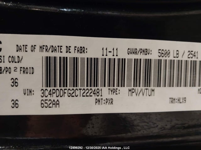 Aukcja sprzedaży 2012 Dodge Journey R/t, vin: 3C4PDDFG2CT222481, numer aukcji: 12499292