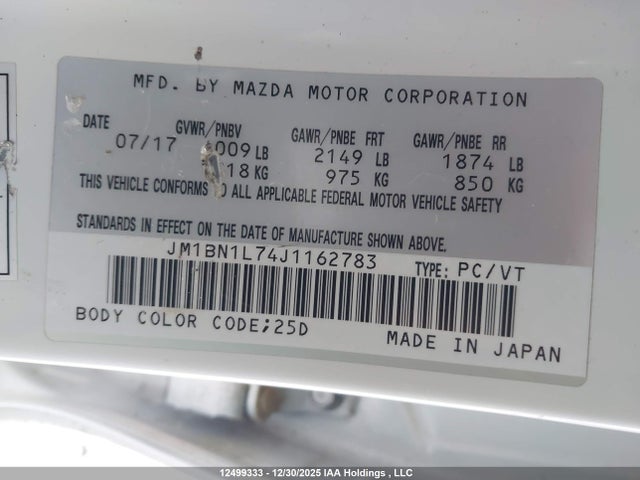 JM1BN1L74J1162783 Mazda Mazda3 50th Anniversary Edition/gs