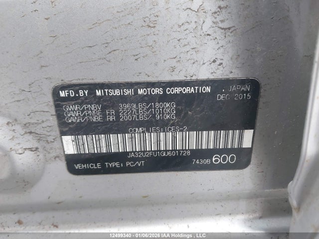 Mitsubishi LANCER ES 2016 JA32U2FU1GU601728 Image 9