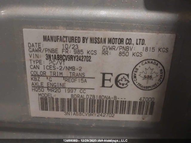 Nissan SENTRA SV 2024 3N1AB8CV9RY242702 Image 9