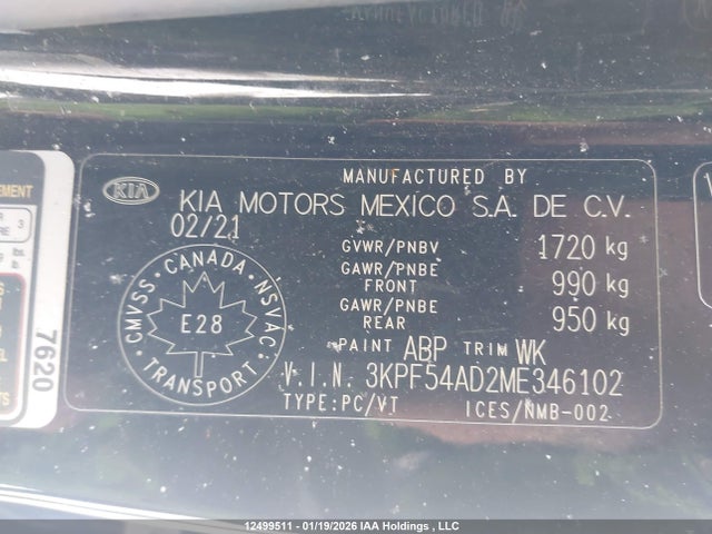 2021 Kia Forte Ex/ex Premium/ex+ მანქანა იყიდება აუქციონზე, vin: 3KPF54AD2ME346102, აუქციონის ნომერი: 12499511