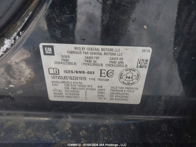 1GTV2LEC1GZ301015 GMC Sierra K1500