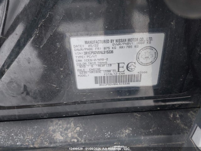 Aukcja sprzedaży 2022 Nissan Kicks Sr, vin: 3N1CP5DV8NL515336, numer aukcji: 12499529