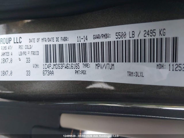 1C4PJMDS3FW616165 Jeep Cherokee Limited