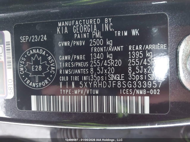 5XYRHDJF8SG333957 KIA Sorento 2.5t Ex/2.5t X-line