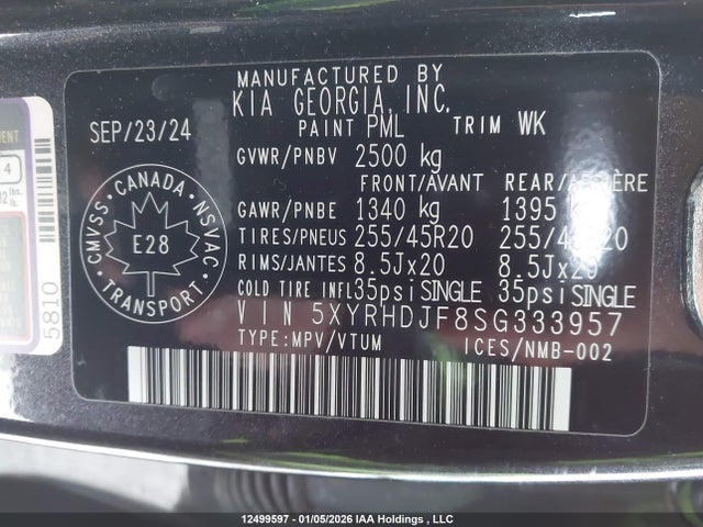 5XYRHDJF8SG333957 KIA Sorento 2.5t Ex/2.5t X-line