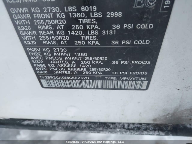 1V2BR2CA0MC592520 Volkswagen Atlas 3.6 Fsi Highline