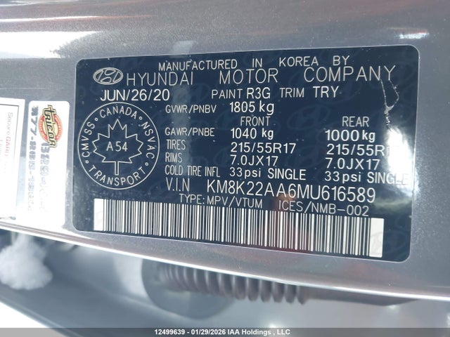KM8K22AA6MU616589 Hyundai Kona Sel