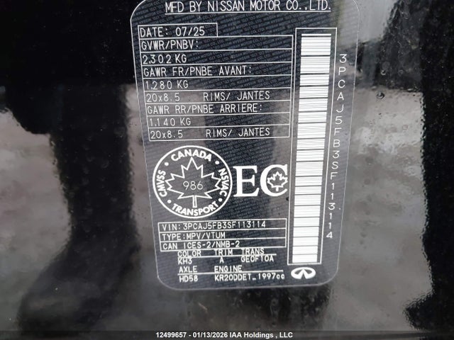 3PCAJ5FB3SF113114 Infiniti QX50