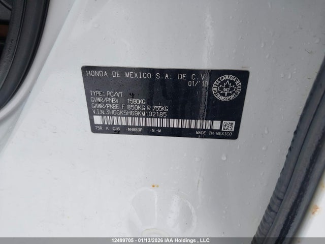 3HGGK5H69KM102185 Honda Fit Sport