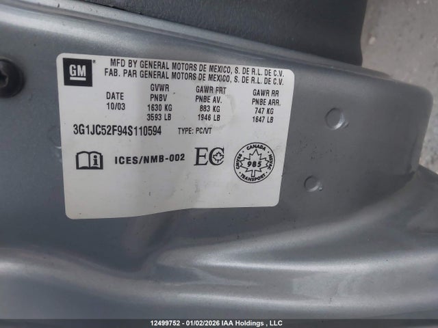 Aukcja sprzedaży 2004 Chevrolet Cavalier, vin: 3G1JC52F94S110594, numer aukcji: 12499752