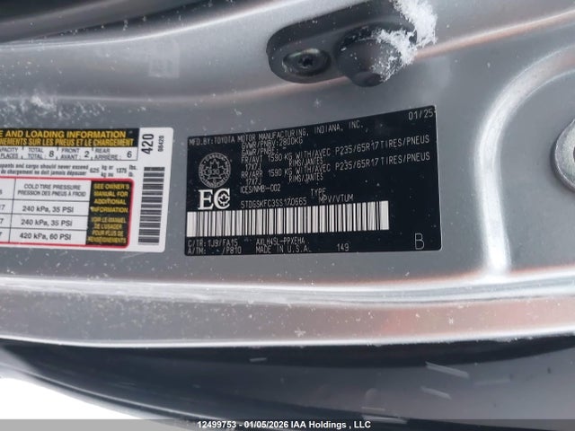 5TDGSKFC3SS170665 Toyota Sienna