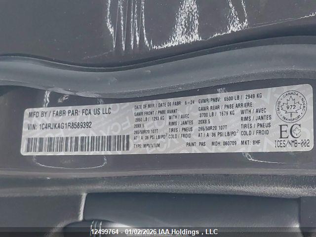1C4RJKAG1R8589392 Jeep Grand Cherokee L Laredo