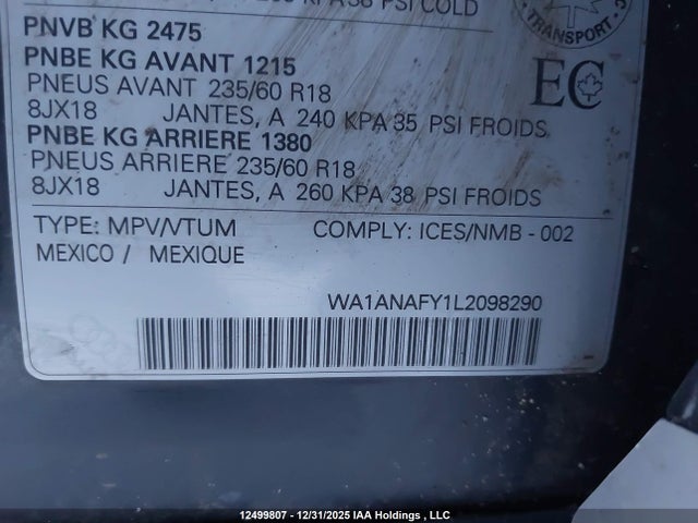 WA1ANAFY1L2098290 Audi Q5 Premium/titanium Premium