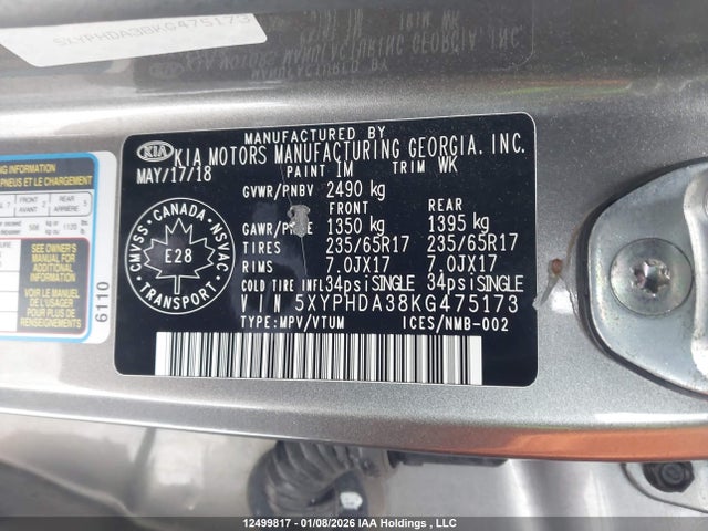 KIA Sorento 2.4l Ex 2019 5XYPHDA38KG475173 Image 9