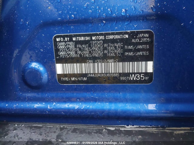 2025 Mitsubishi Rvr Es მანქანა იყიდება აუქციონზე, vin: JA4AJUAUXSU605885, აუქციონის ნომერი: 12499831