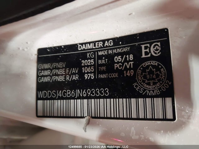 WDDSJ4GB6JN693333 Mercedes-Benz CLA 250 4MATIC