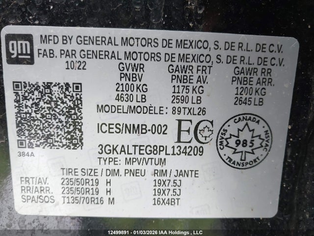 3GKALTEG8PL134209 GMC Terrain Sle