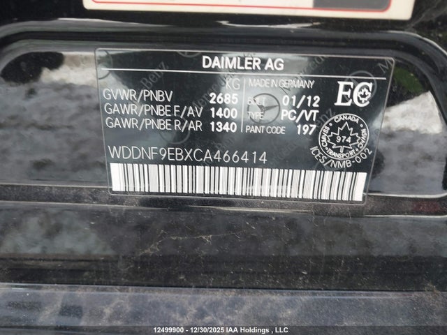 Auction sale of the 2012 Mercedes-benz S-class, vin: WDDNF9EBXCA466414, lot number: 12499900