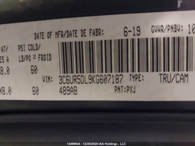 3C6UR5DL9KG607187 RAM 2500 Big Horn