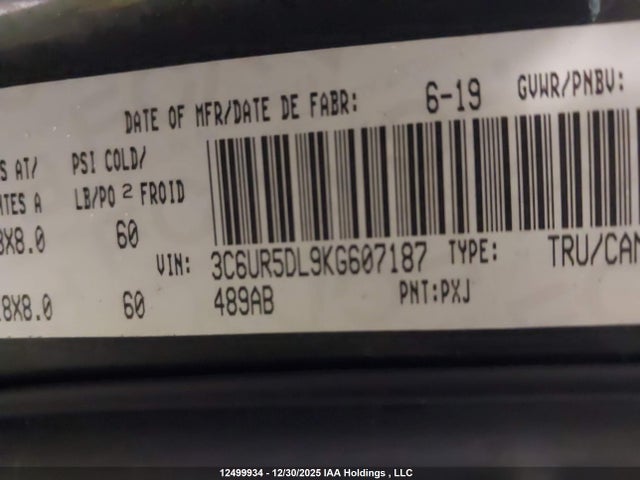 3C6UR5DL9KG607187 RAM 2500 Big Horn