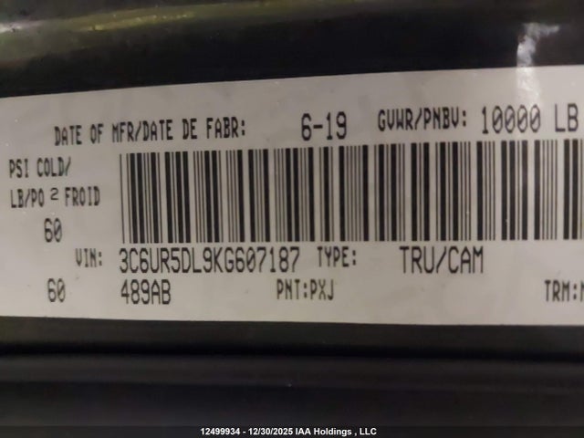 3C6UR5DL9KG607187 RAM 2500 Big Horn