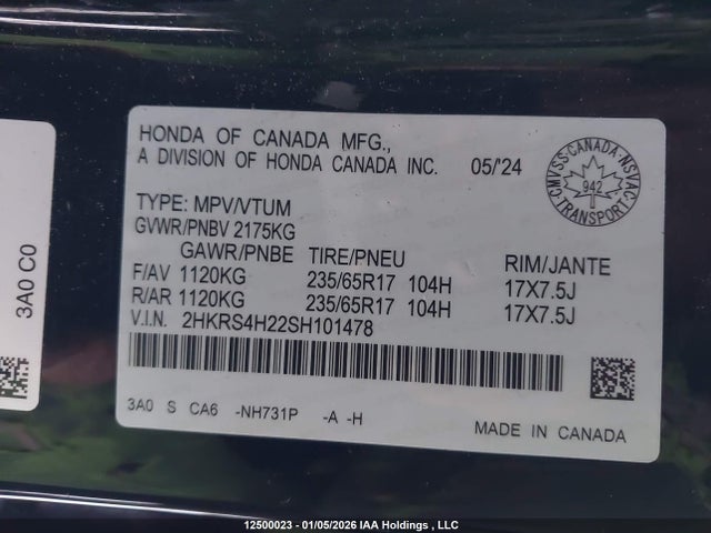2HKRS4H22SH101478 Honda CR-V LX