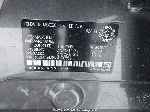 3CZRU5H38MM100559 Honda HR-V LX