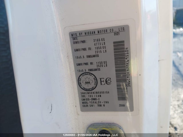 3N6CM0KN2MK695104 Nissan Nv200 2.5s/2.5sv