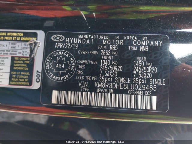 KM8R3DHE8LU029485 Hyundai Palisade Sel