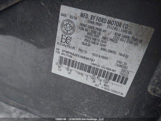 2FMPK4J93JBB90787 Ford EDGE SEL