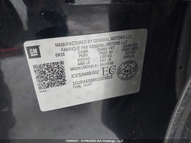 1G1RA6S59KU109819 Chevrolet VOLT LT