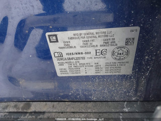 3GNCJLSB4FL225793 Chevrolet Trax